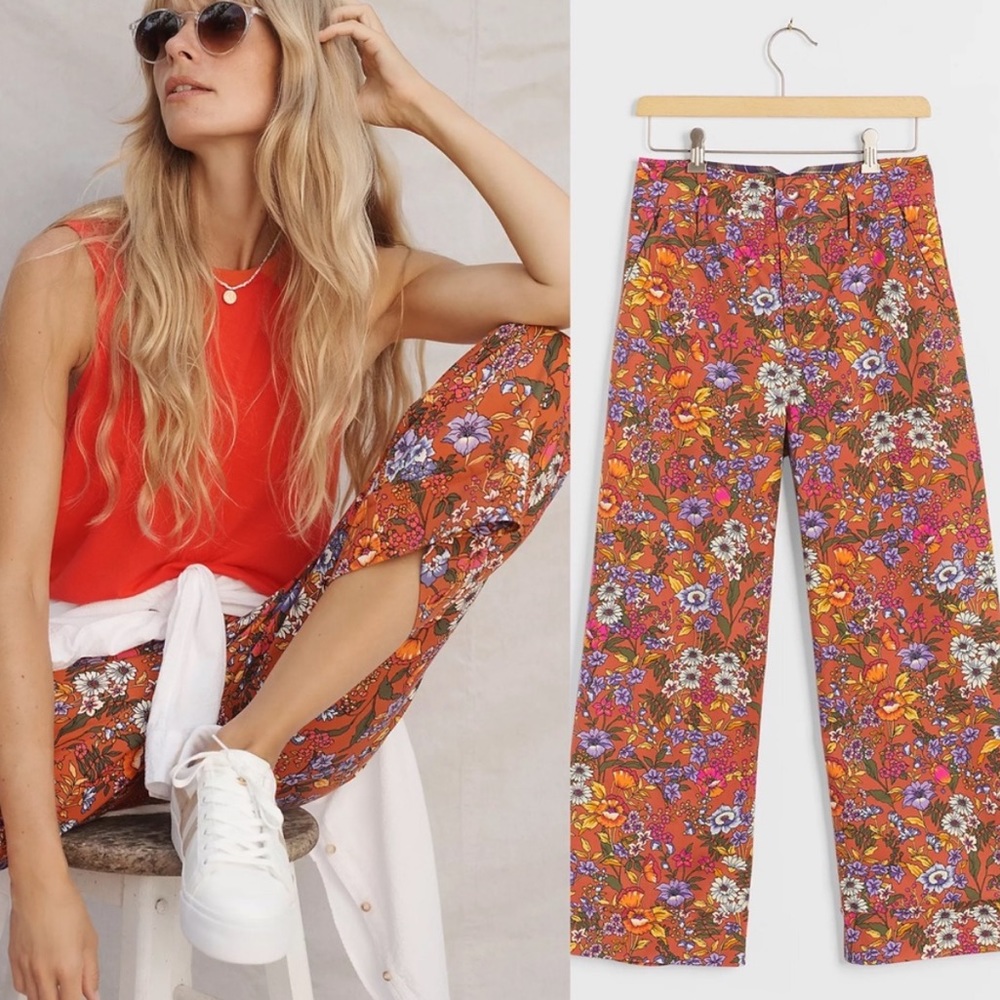MAEVE Flower Power Floral Wide Leg Crop Pants